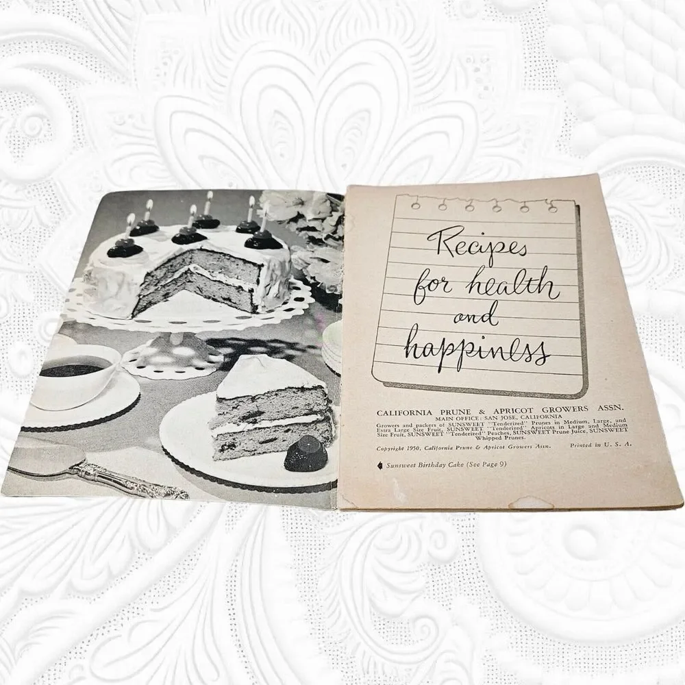 Vintage Sunsweet Recipe Cookbook 1950 Booklet Retro Recipes Health & Happiness